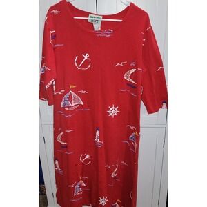Coconut Bay Red Nautical Sailboat Anchor Dress Medium Made in USA vintage cruise